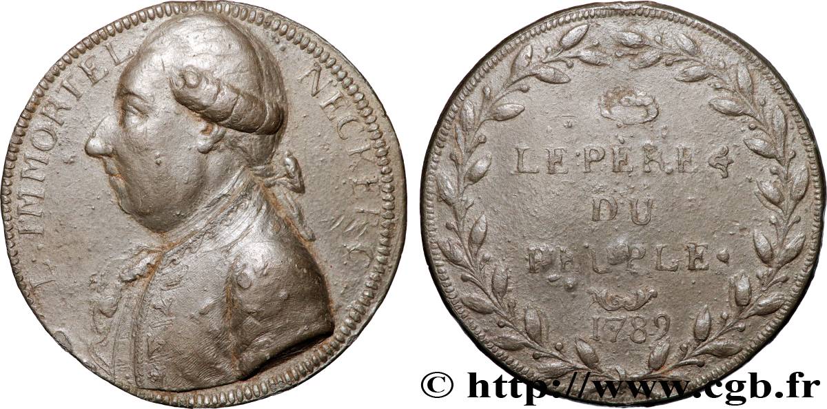 LOUIS XVI Médaille, Jacques Necker XF