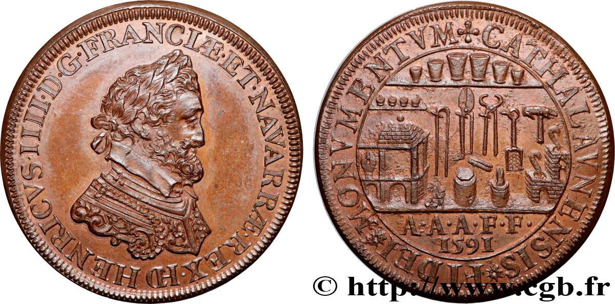 HENRI IV LE GRAND Médaile, refrappe au type du passe des monnayeurs de l’atelier de Châlons-en-Champagne SUP