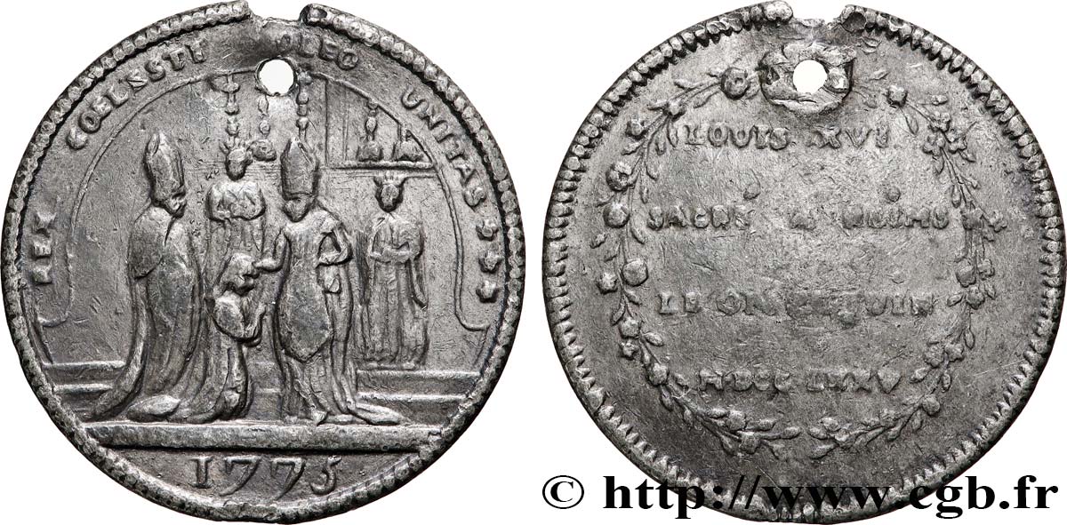 LOUIS XVI Médaille, Sacre de Louis XVI TTB/TB+