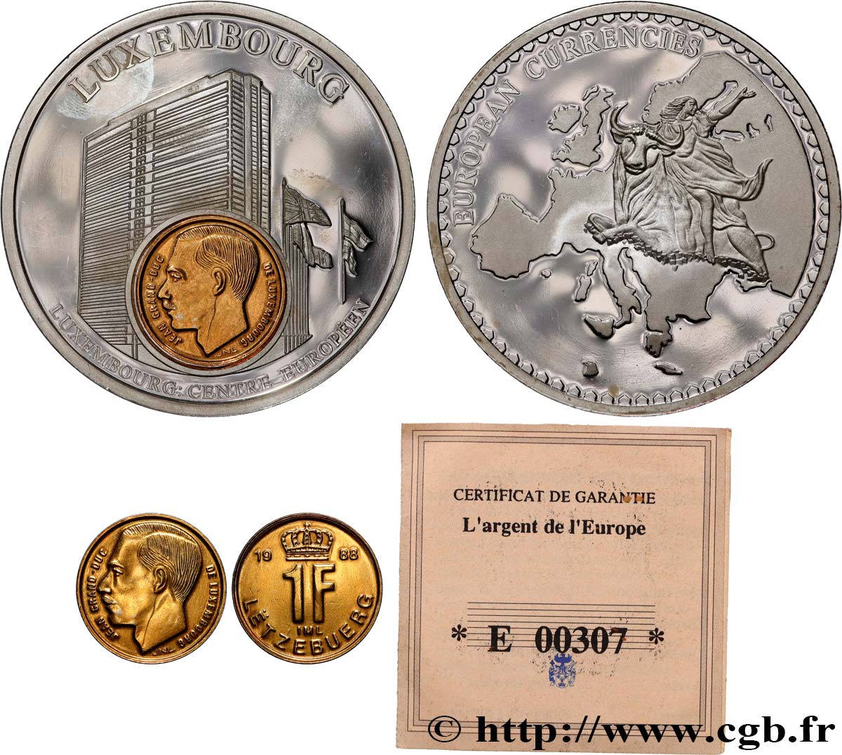 EUROPA Médaille, European Currencies, Luxembourg AU