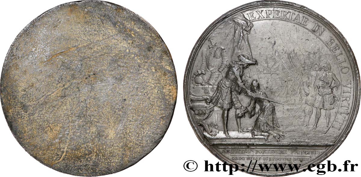 LOUIS XIV LE GRAND OU LE ROI SOLEIL Médaille, Institution de l’ordre militaire de Saint Louis, tirage uniface du revers TTB