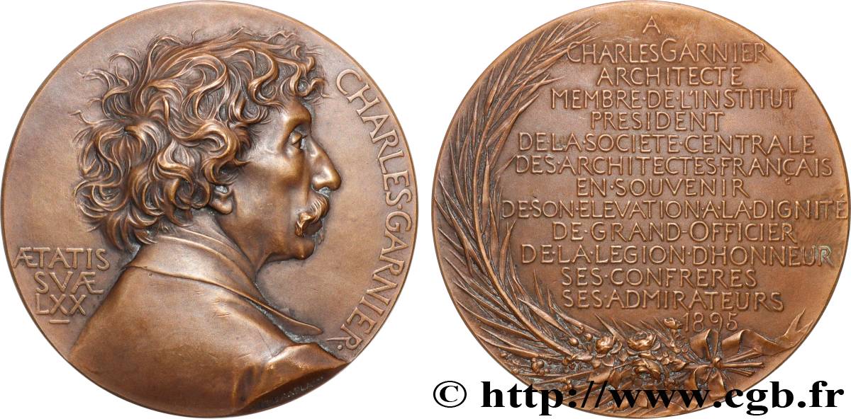 III REPUBLIC Médaille, Charles Garnier AU