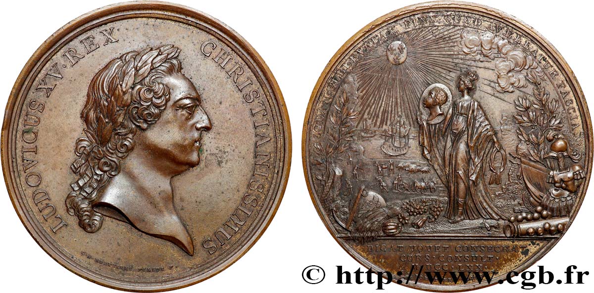 LOUIS XV DIT LE BIEN AIMÉ Médaille, Rattachement de la Corse à la France TTB+