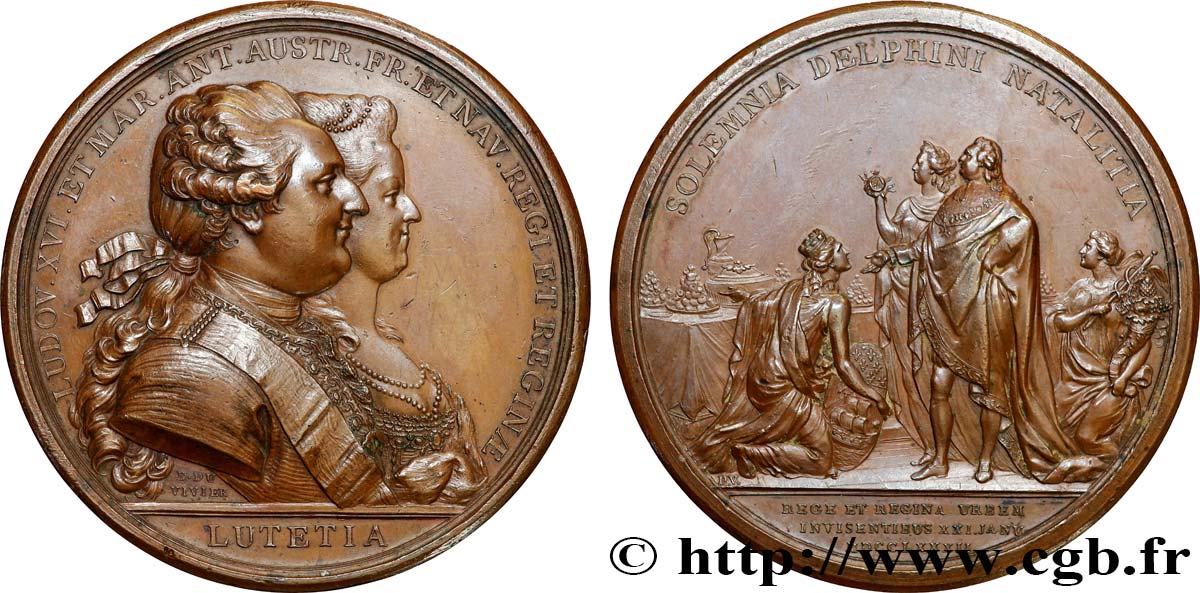 LOUIS XVI Médaille, Naissance du Dauphin TTB+