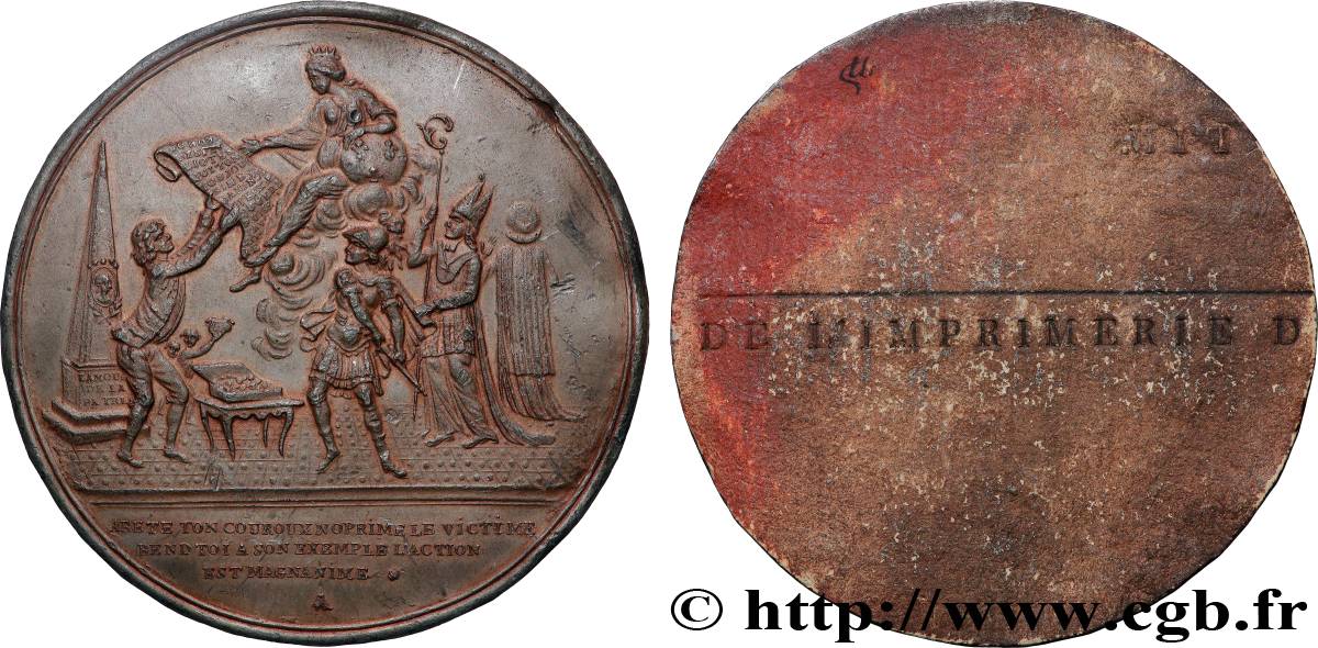CONSTITUTION - ASSEMBLÉE NATIONALE Médaille, Arrête ton courroux, cliché uniface TTB+