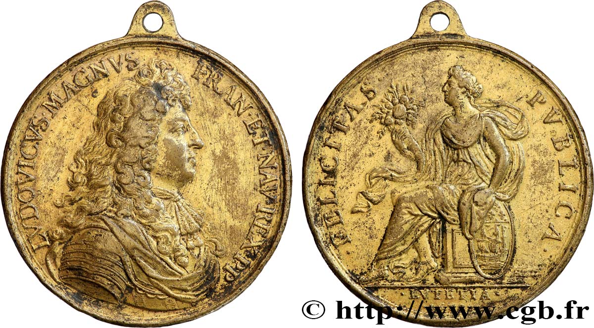 LOUIS XIV LE GRAND OU LE ROI SOLEIL Médaille, Ville de Paris TTB