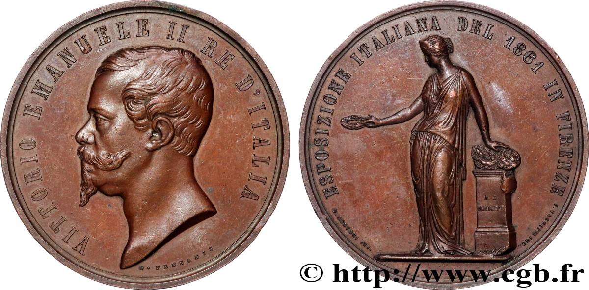 ITALIA - REINO DE ITALIA - VÍCTOR-MANUEL II Médaille, Exposition italienne à Florence MBC+