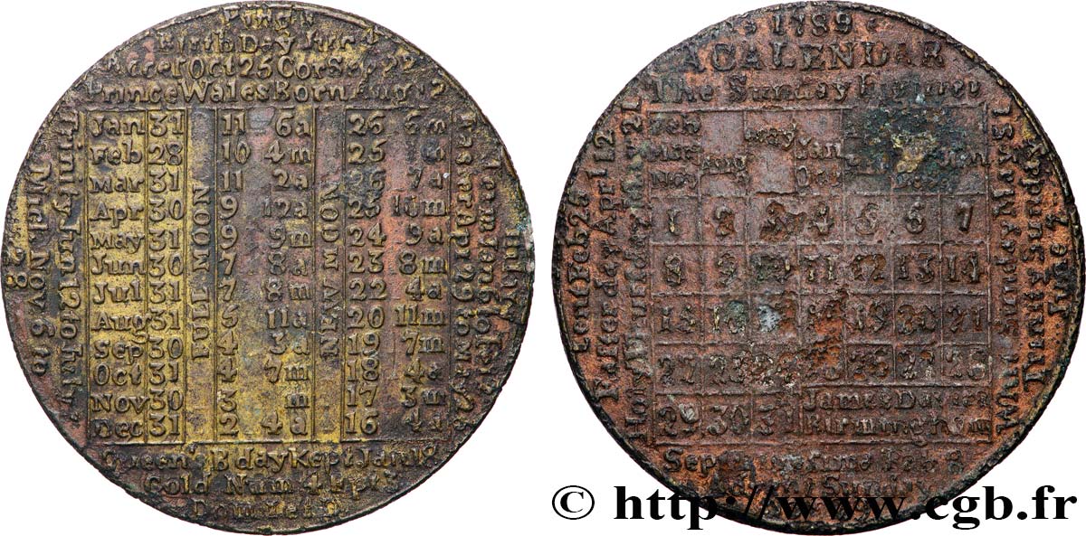 GRAN - BRETAÑA - JORGE III Médaille, Almanach BC+