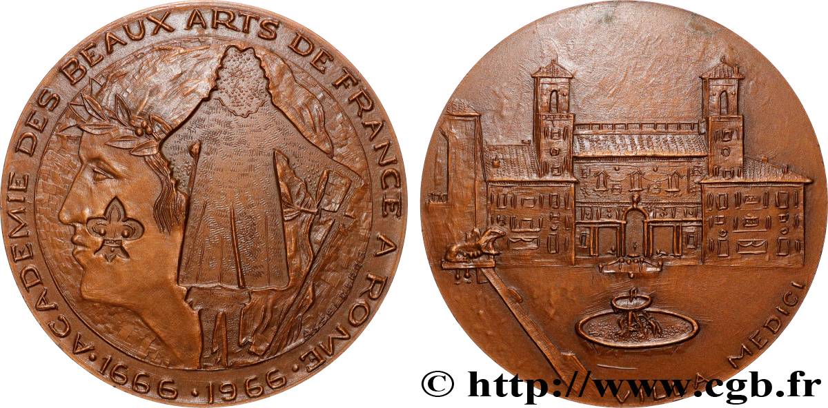 V REPUBLIC Médaille, Académie des Beaux Arts de France à Rome  AU