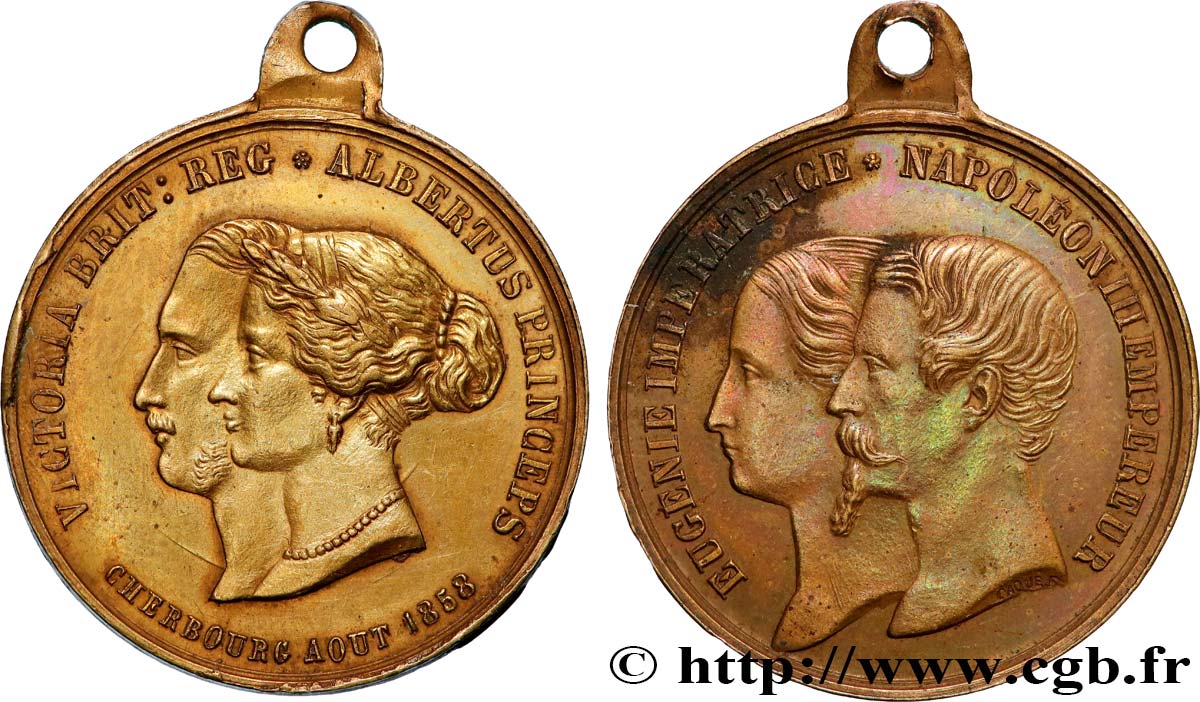SECONDO IMPERO FRANCESE Médaillette, Visite de Victoria et Albert à Cherbourg q.SPL