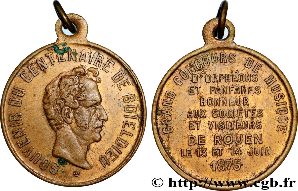 III REPUBLIC Médaillette, Souvenir du centenaire de François-Adrien Boieldieu XF