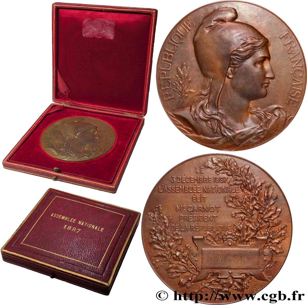 TERZA REPUBBLICA FRANCESE Médaille, Élection de Sadi Carnot SPL
