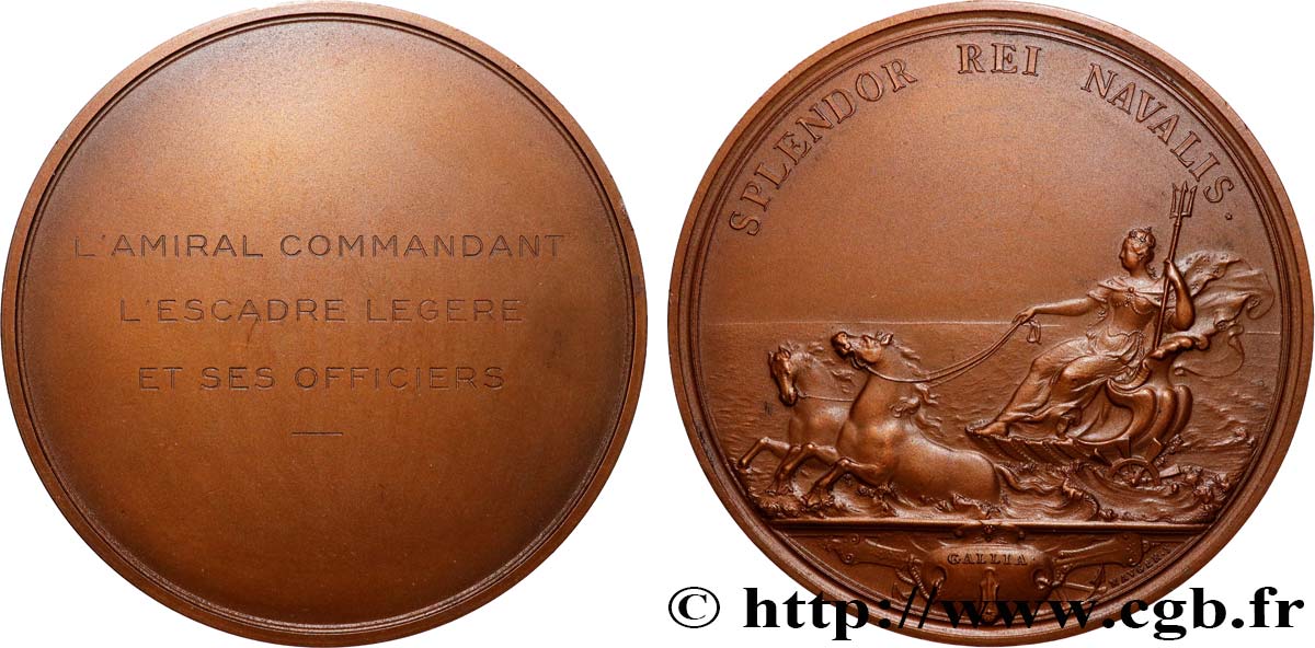 LOUIS XIV  THE SUN KING  Médaille, La marine florissante, Remise à l’amiral commandant, l’escadre Légère et ses officiers AU