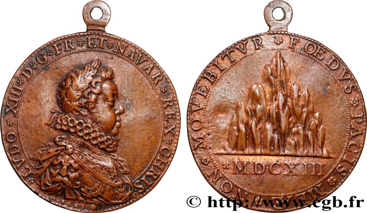 LOUIS XIII LE JUSTE Médaille, La montagne TTB