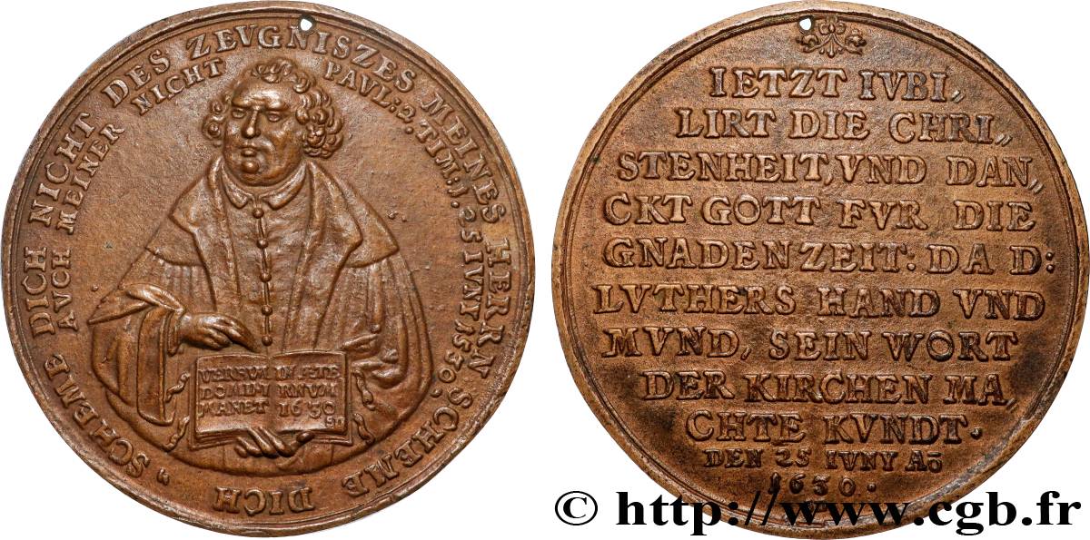 ALLEMAGNE Médaille, Martin Luther, Centenaire de la Confession d’Augsbourg TTB+