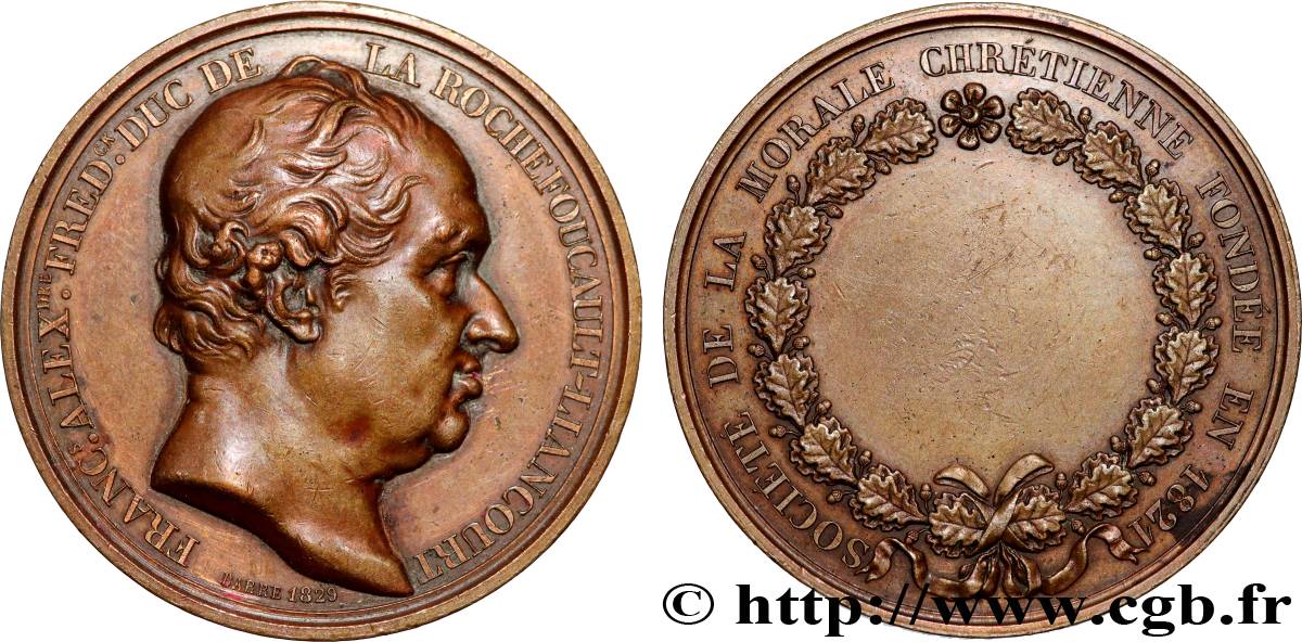 CHARLES X Médaille, Société de la morale chrétienne TTB