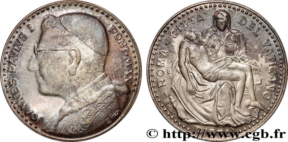 VATICAN AND PAPAL STATES Médaille, Jean-Paul Ier, Pieta du Vatican XF