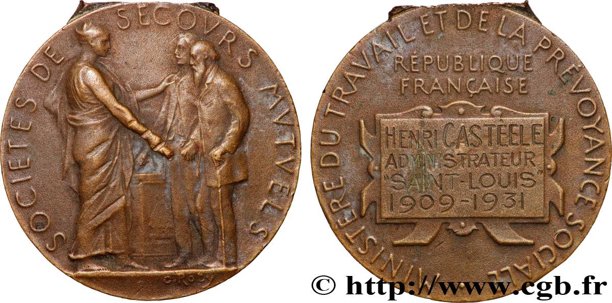 III REPUBLIC Médaille, Société de secours mutuels XF