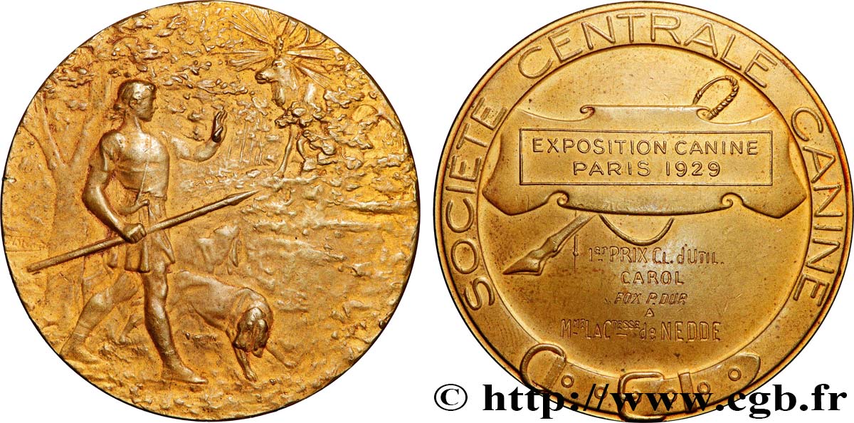 TROISIÈME RÉPUBLIQUE Médaille, Société centrale canine, Exposition canine TTB