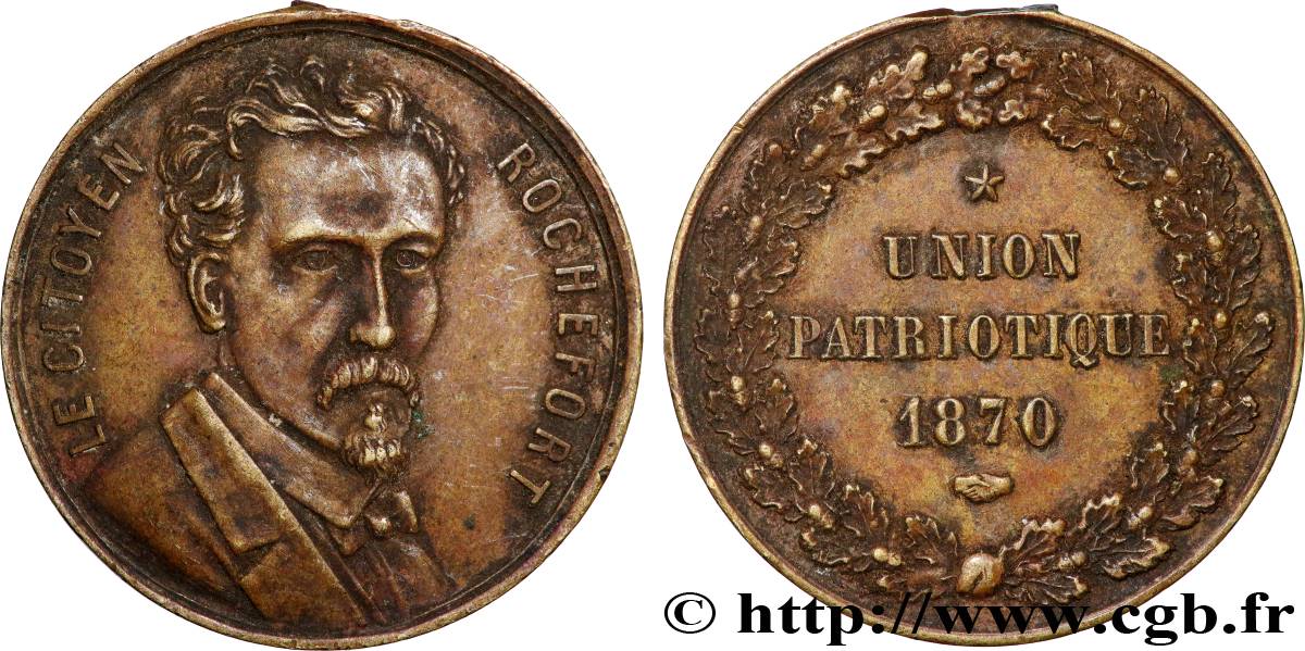 TROISIÈME RÉPUBLIQUE Médaille, Citoyen Rochefort, Union patriotique TTB