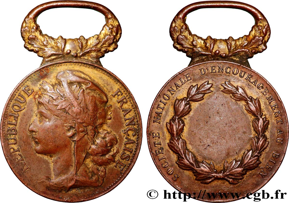 III REPUBLIC Médaille, Société nationale d’encouragement au bien VF/XF
