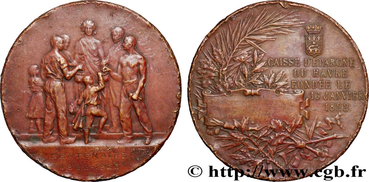 III REPUBLIC Médaille, Centenaire de la caisse d’épargne VF