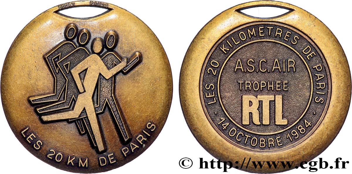CINQUIÈME RÉPUBLIQUE Médaille, Les 20 kilomètres de Paris TTB+