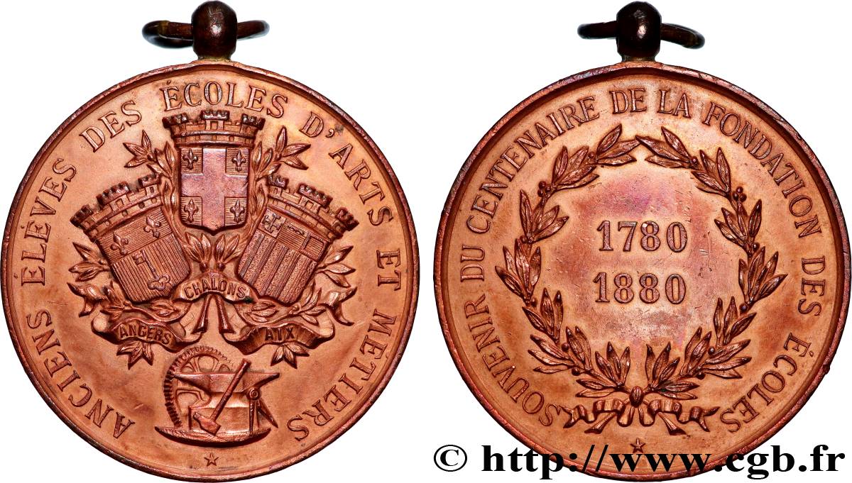 III REPUBLIC Médaille, Souvenir du centenaire de la fondation des écoles AU/XF