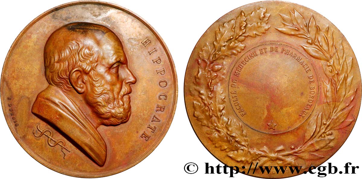 MEDICINE - MEDICAL SOCIETIES - DOCTORS Médaille d’Hippocrate, Faculté de médecine et de pharmacie de Bordeaux AU
