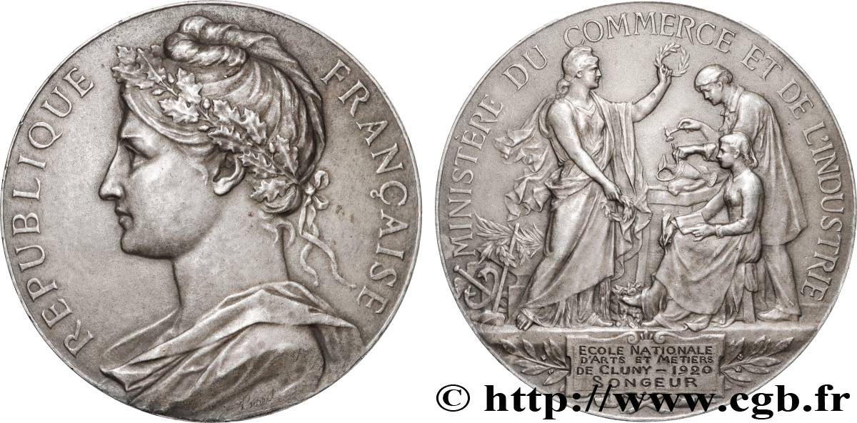 TROISIÈME RÉPUBLIQUE Médaille, Ministère du commerce et de l’industrie, École Nationale d’Arts et Métiers de Cluny TTB+