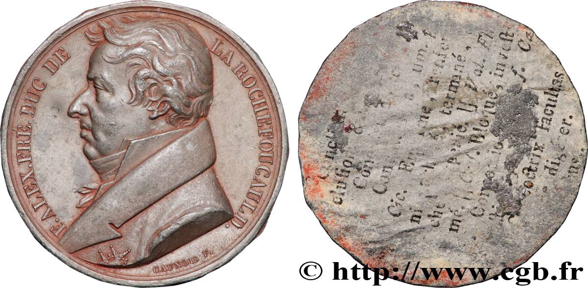 MÉDAILLIER FRANÇAIS CÉLÈBRES Médaille, François-Alexandre, duc de La Rochefoucauld, tirage uniface de l’avers XF