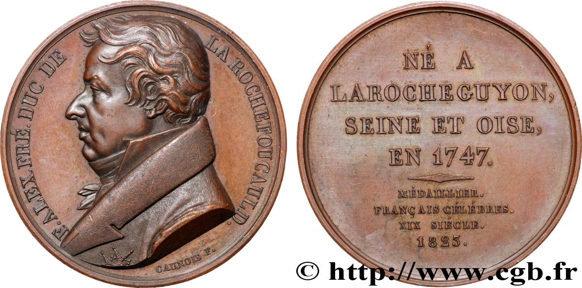 MÉDAILLIER FRANÇAIS CÉLÈBRES Médaille, François-Alexandre, duc de La Rochefoucauld AU