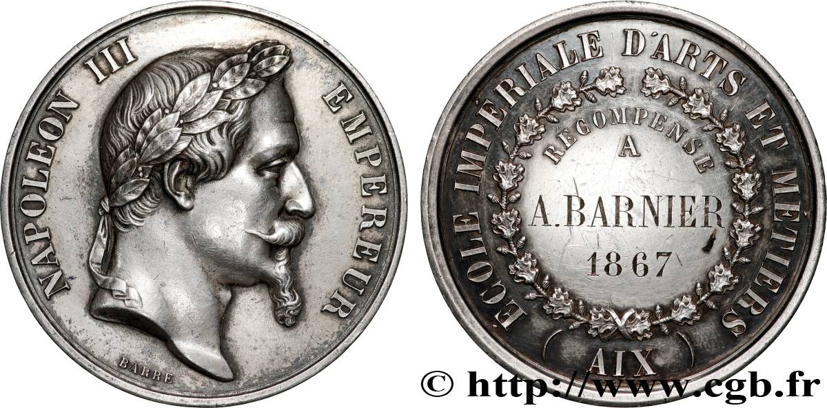 SECOND EMPIRE Médaille, École impériale d’Arts et Métiers AU