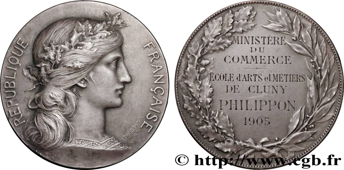 III REPUBLIC Médaille, Ministère du commerce, École Nationale d’Arts et Métiers de Cluny AU