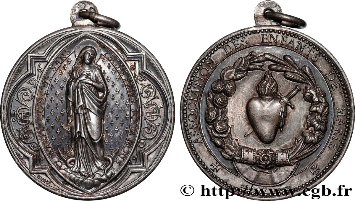 MÉDAILLES RELIGIEUSES Médaille, Association des enfants de Marie AU