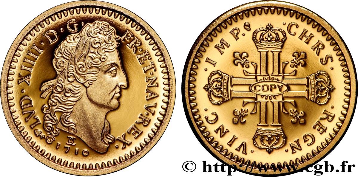 L OR DE LA FRANCE Médaille, Reproduction de monnaie, Double louis d or au soleil Proof set