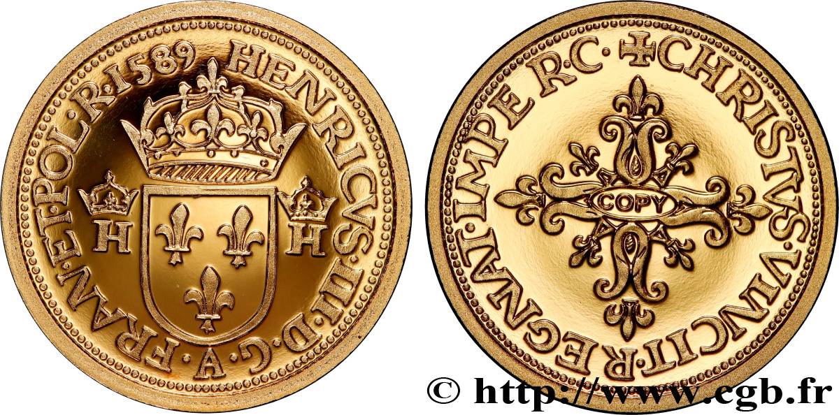 L OR DE LA FRANCE Médaille, Reproduction de monnaie, Écu d’or de Compiègne Prueba