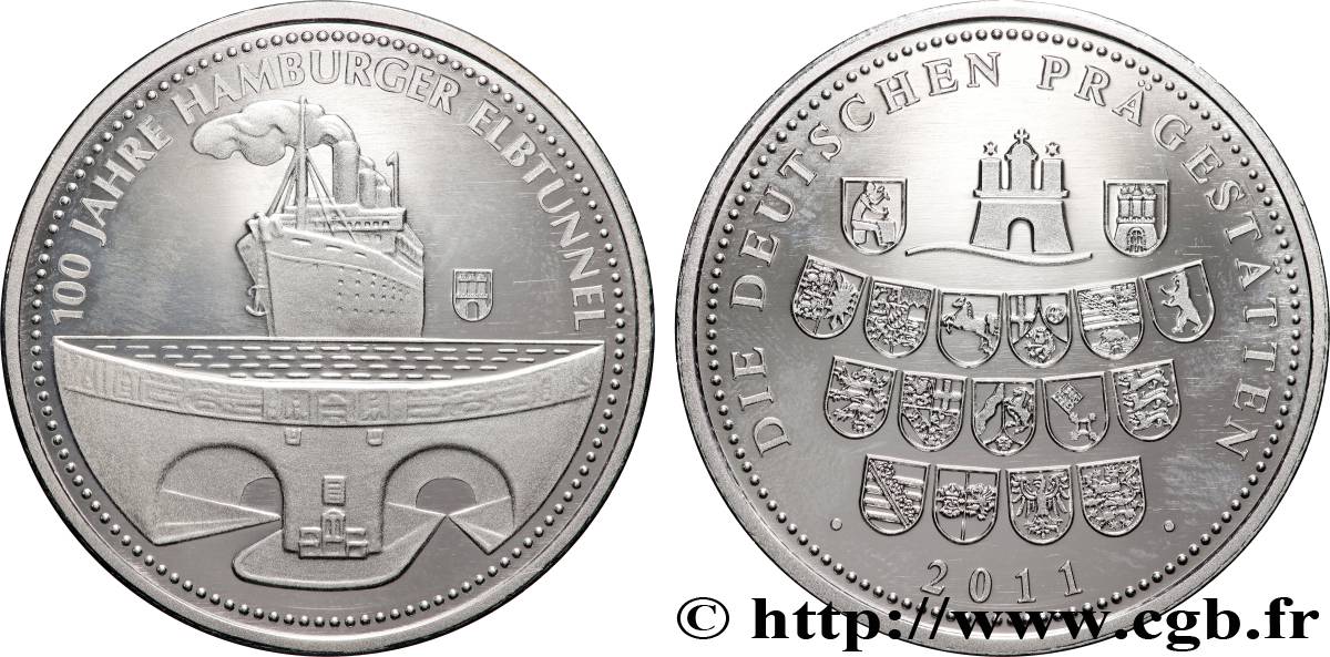 ALLEMAGNE Médaille, 100 ans du tunnel de l’Elbe à Hambourg BE