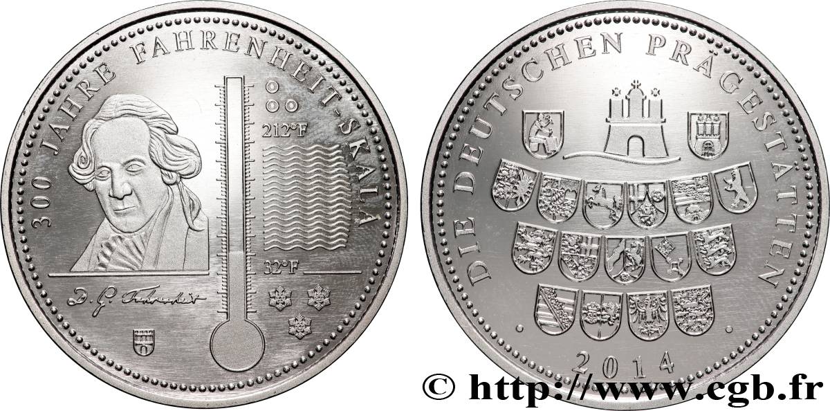 ALLEMAGNE Médaille, 300 ans de l’échelle Fahrenheit BE