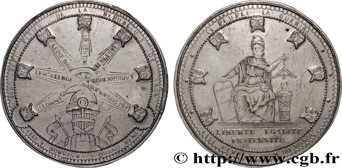SECOND REPUBLIC Médaille, Les sept plaies de la République AU
