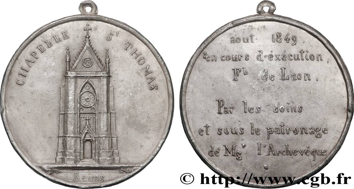 DEUXIÈME RÉPUBLIQUE Médaille, Construction de la Chapelle de Saint Thomas MBC+