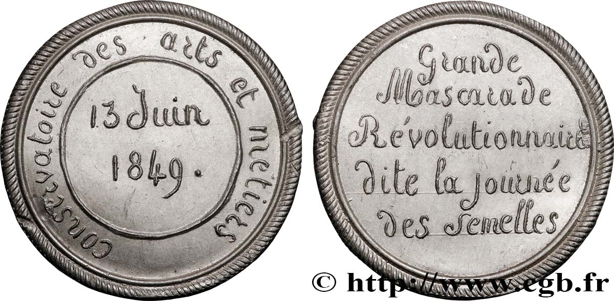 DEUXIÈME RÉPUBLIQUE Médaille, Conservatoire des Arts et Métiers, Émeute AU/AU