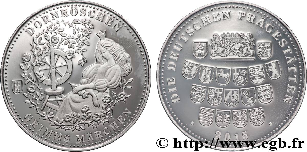 DEUTSCHLAND Médaille, La belle au bois dormant Polierte Platte