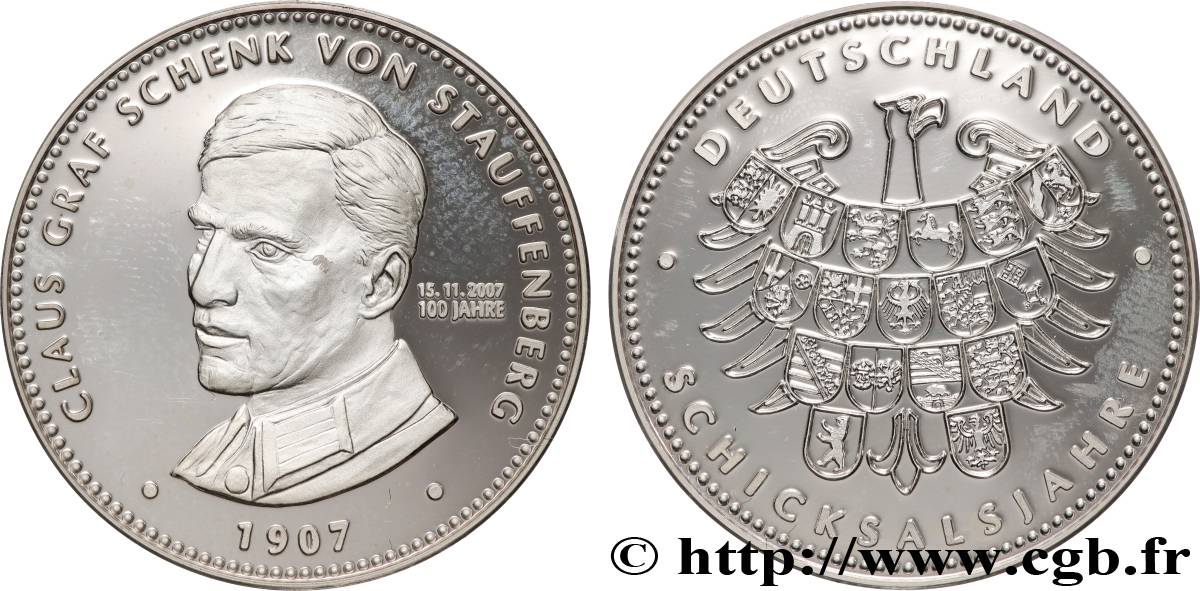GERMANY Médaille, 100e anniversaire de Claus von Stauffenberg Proof set