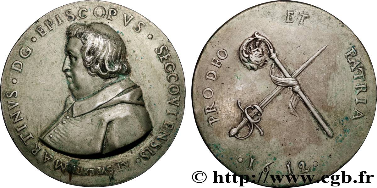 AUTRICHE - ROYAUME DE BOHÊME - MATTHIAS II Médaille, Martin Brunner, Évêque de Seckau TTB