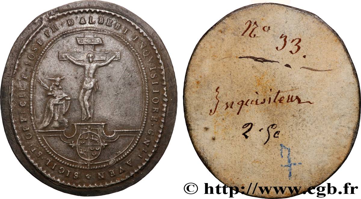 COMTAT-VENAISSIN - AVIGNON Médaille, tirage uniface, Sceau du Saint-Office du père Joseph d’Albert, inquisiteur général à Avignon AU