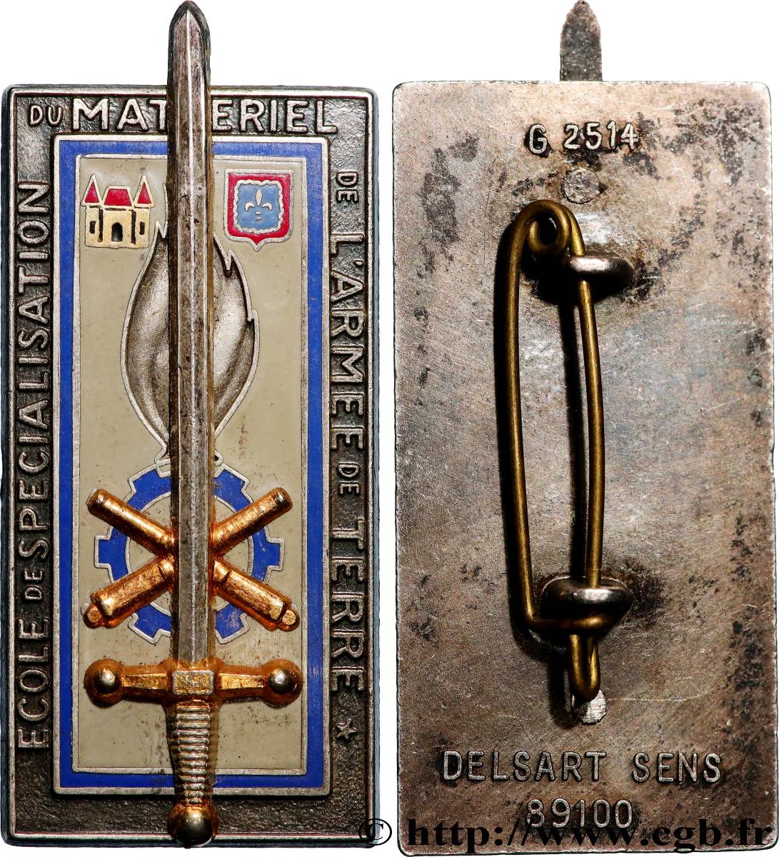 FRANCE Insigne, École de spécialisation du matériel de l’armée de terre TTB+