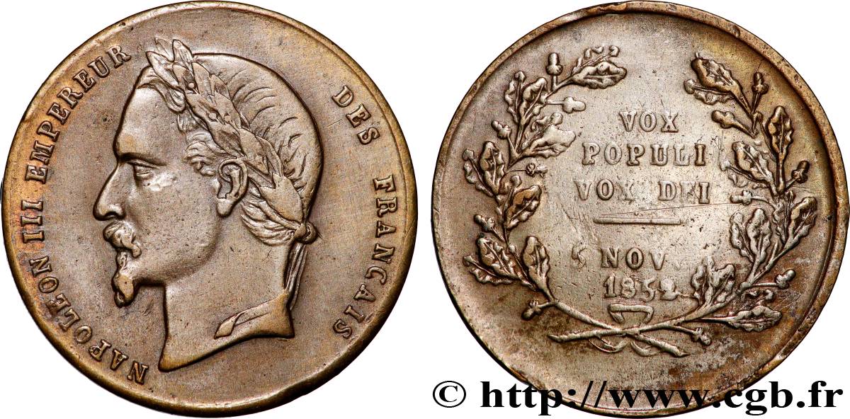 SECOND EMPIRE Médaille, Vox populi XF