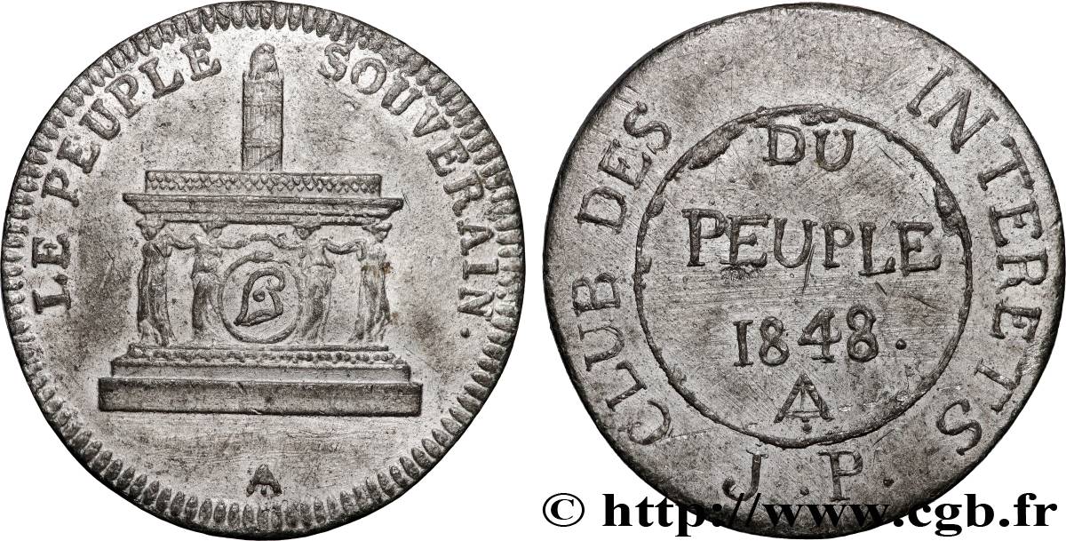 DEUXIÈME RÉPUBLIQUE Médaille, Club des intérêts du peuple TTB+