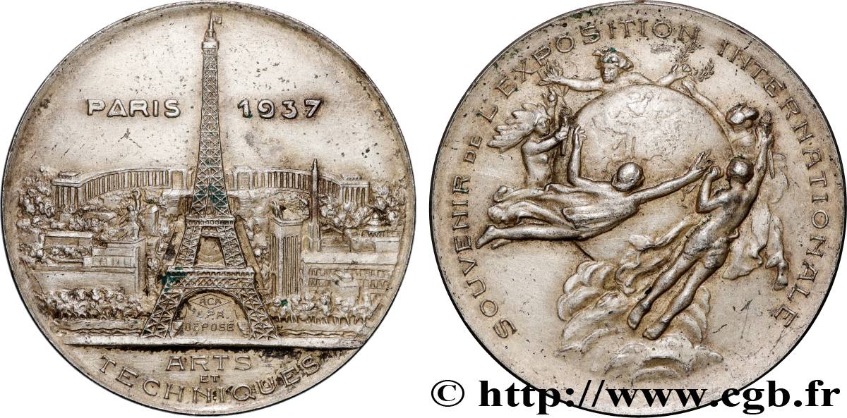 III REPUBLIC Médaille, Souvenir de l’exposition internationale des Arts et Techniques XF